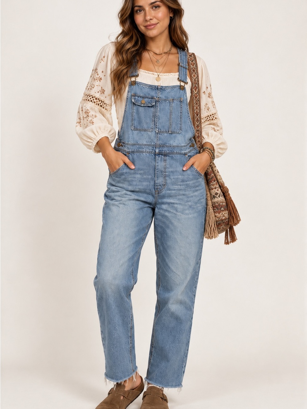 American Eagle 90s Boyfriend Denim Overall Jumpsuit Women’s L Light Wash